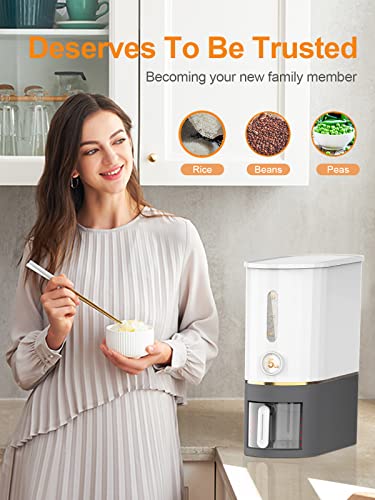 Bivbtp Rice Dispenser, 25 Lbs Cereal Containers With Measuring Cup, Large Capacity Food Storage, Household Grain Dispenser For Kitchen Pantry Organization - Gray #TOP2