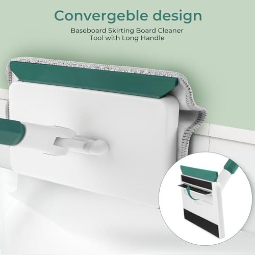 Baseboard Cleaner Tool with Handle, 60" Extendable Long Handle Baseboard Cleaner with 5 Reusable Pads for Baseboards Cleaning, Ceiling, Wall, Floor, Bathroom, Kitchen - Image 6