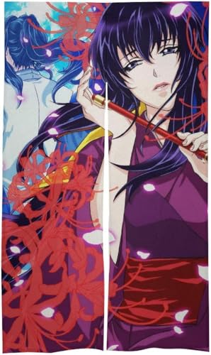 のれん 白麻布 間仕切り 萌え アニメ柄 バジリスク 甲賀忍法帖 朧 麻風 暖簾 ロング 【背景布 雰囲気転】 玄関カーテン 部屋模様替え 壁飾り 目隠し 遮熱 遮光 バスルーム 室内 おしゃれ 寮やアパートの飾り 86x143cm(のれんのみ)