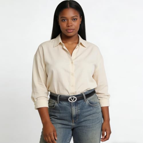 Image of Aurolran Women's Leather Belt with Buckle - Ideal for Dresses, Jeans, and Coats