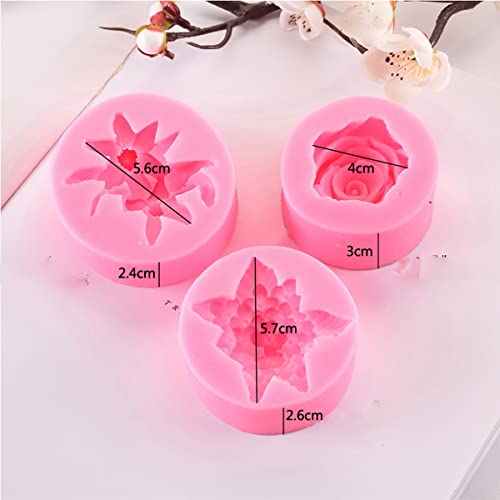 3 Pack Flower Resin Mold Lilac Flower Lily Flower Rose Silicone Mold For Resin Candle Mold Peony Flower Cake Decoration Mold Round Shape Soap Mold Peony Resin Mold #TOP2