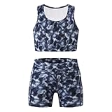 Chichoo Girls 2 PCS Athletic Set Tie Dye Workout Outfits Crop Tank Tops & Bike Shorts Running Gymnastic Cheer Activewear 11Y