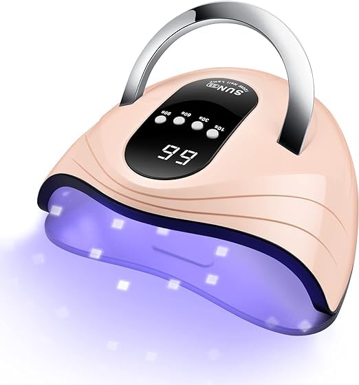 UV Gel Nail Lamp 120W LED Nail Light Fast Dryer for Gel Polish Curing with 4 Timers Portable Handle Large Space Automatic Sensor (White) (Orange)-image-35