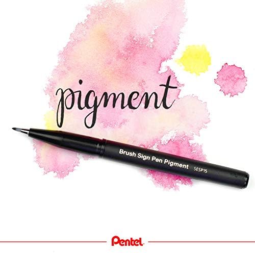 Pentel Arts SESP15 Brush Sign Pen - Pigment Ink - Wallet of 5 Pens