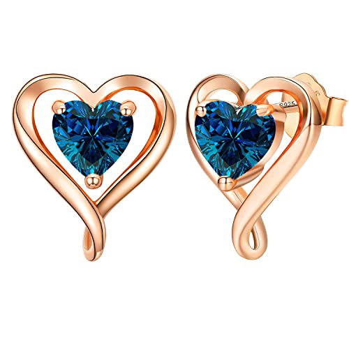 41T53NAaguL - LAVUMO Pendientes Mujer Plata de ley 925 Oro rosa Pendientes Joyas de Mujer Regalos para Esposa, Mamá, Novia en Cumpleaños Navidad Aniversario día de San Valentín