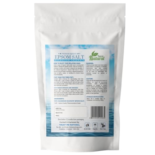 Image of Organic Epsom Salt Crystals for Bath 250g, For Muscle Relief, Feet Soak, Relieves Aches & Pain, Gardening Plants 250g