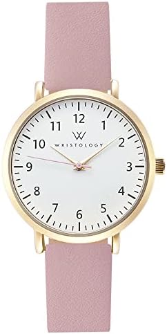 Wristology 29 Styles Mini Numbers Watch Leather Band – Interchangeable Genuine Leather Strap – Easy to Read Petite Small Size Analog Nurse Watch with Second Hand for Women, Men, Nurses, Teachers