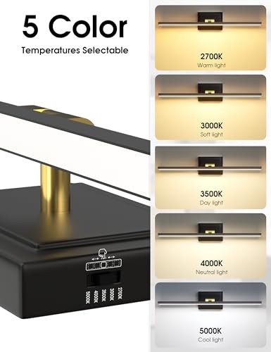 Image of VOLISUN Modern Bathroom Vanity Light 31.5 inch, Rotatable, 18W Dimmable 5CCT Led Bathroom Light Fixture Over Mirror, Black Gold Bar Vanity Light for Bathroom Mirror Cabinets-ETL Certificated