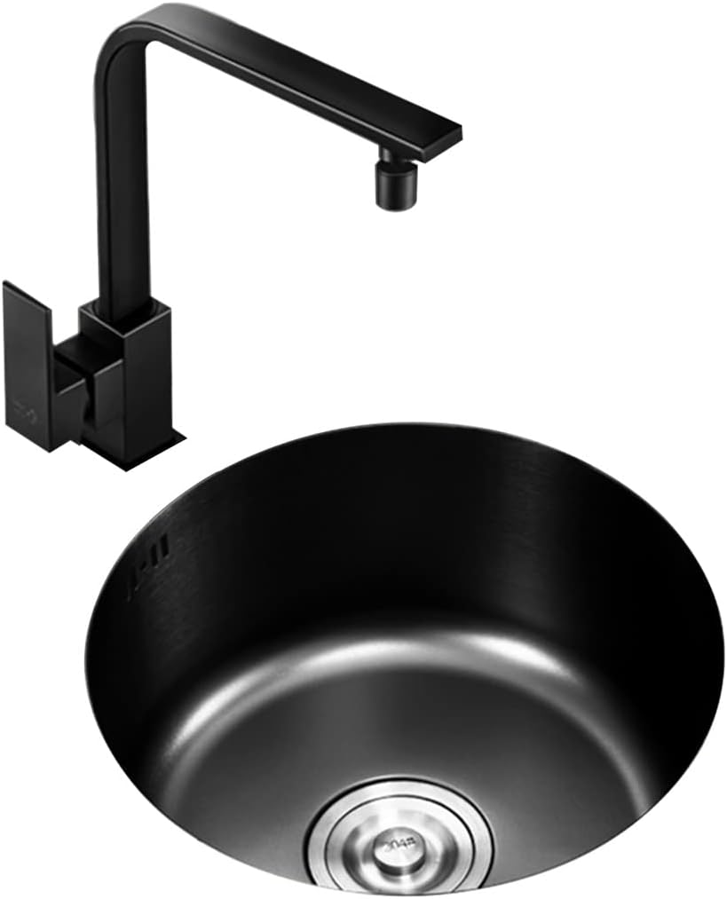 Wet Bar & Prep Sink Bathro Sinks Kitchen Sink 304 Stainless Steel RV Sink with Faucet & Drain Top Mount Or Undermount (Color : Black(b), Size : 28x28x18cm)