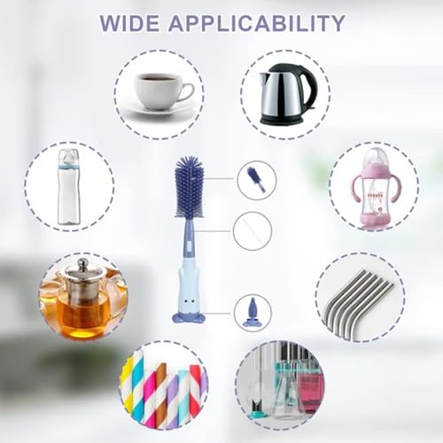 Image of Cots and Cuddles 1pc Bottle Cleaning 3-in-1 Silicone Cleaning Kit for Baby Milk Bottles, Nipple Cleaner and Straw Tool |Multipurpose Scrubbing Brush |Random Colour