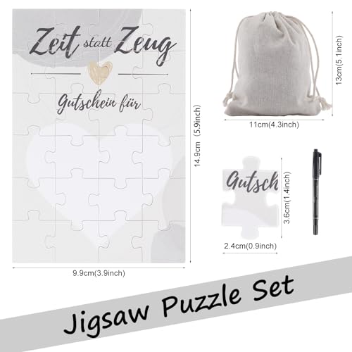 Svalor Gutschein Puzzle 24-teilig - Holz Gutscheinkarte Mit Marker und Säckchen - Blanko Zum Selber Ausfüllen - Für Geburtstagskarte, Geschenke, Überraschung