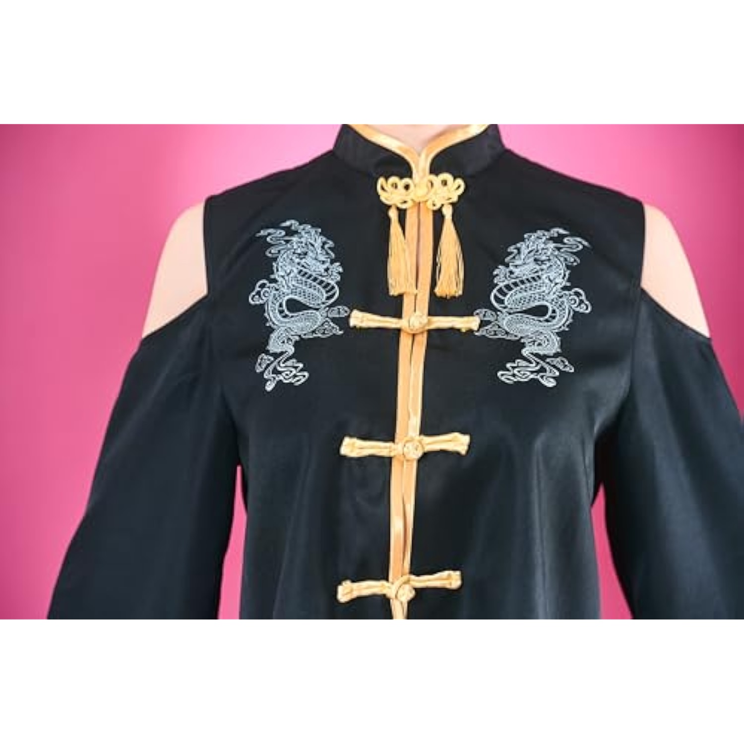 クリアストーン(Clearstone) トッピングトップス コスプレ ハロウィン カンフーチャイナ 黒 レディース ブラック 詳細画像5