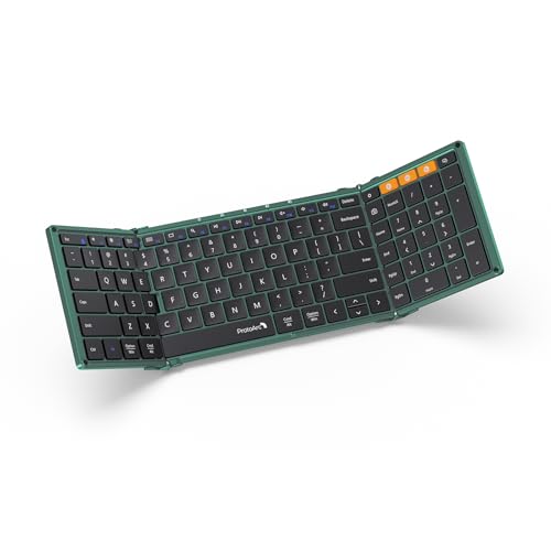 Image of ProtoArc XK01 Full-Size Foldable Bluetooth Keyboard for Travel, Green | 105 keys, number pad, 0.65in keycaps, 3-device Bluetooth 5.1 switching, USB-C charging, for laptop tablet phone
