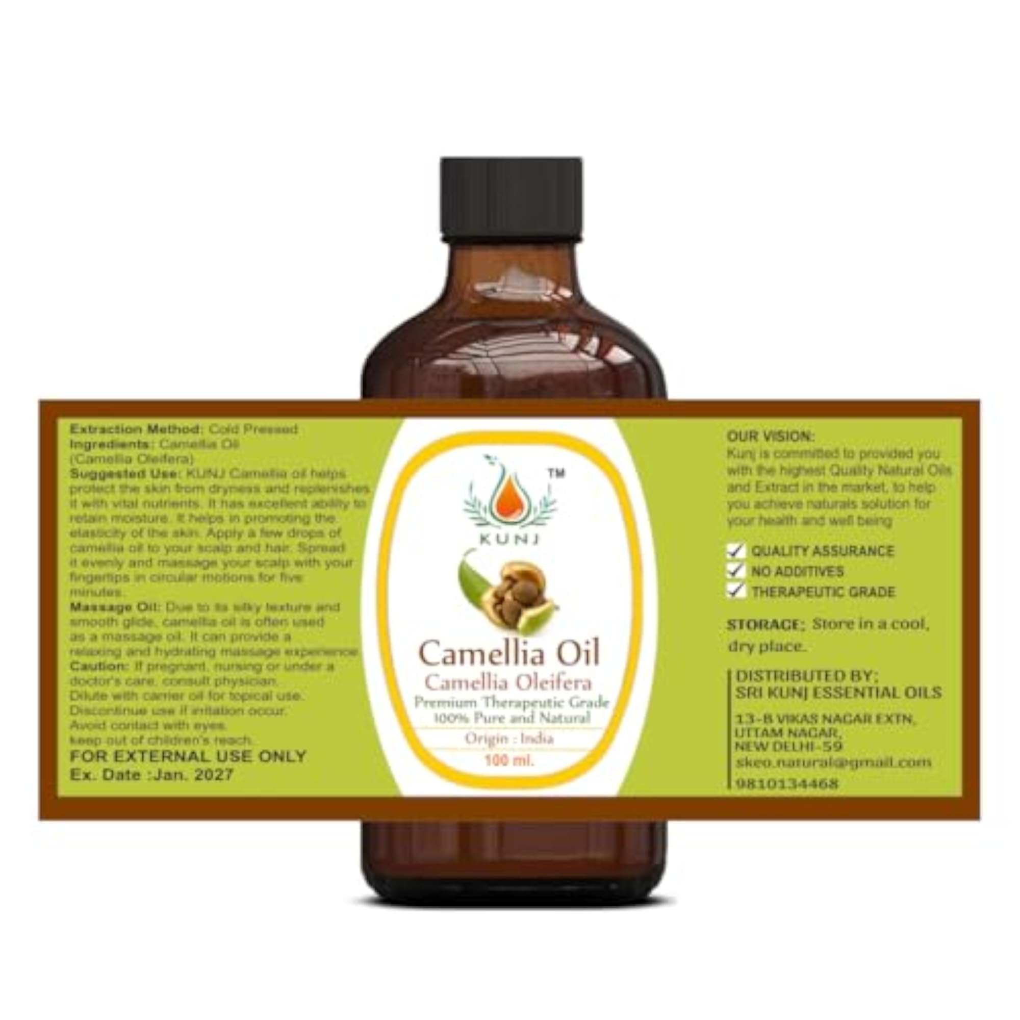 KUNJ Camellia Seed Oil, 100ml
