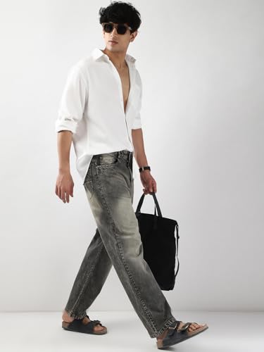 Image of Urbano Fashion Men's Linen Blend Full Sleeve Relaxed Fit Casual Solid Shirt