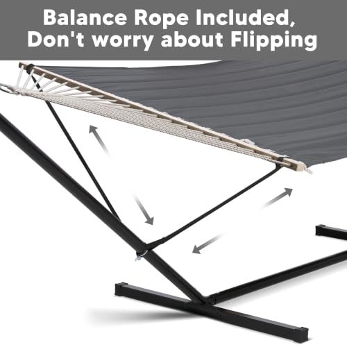 Image of SUNCREAT Hammocks Standing Patio Hammock with Canopy, Dark Gray
