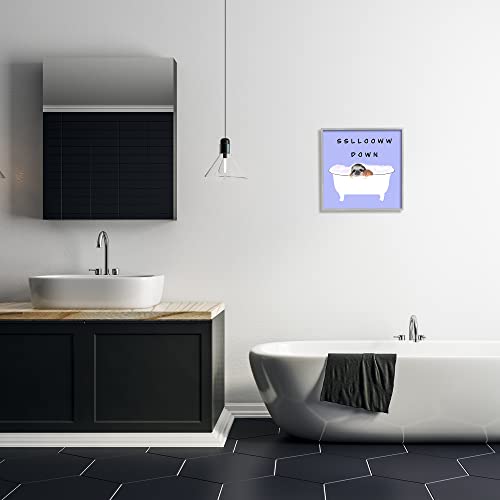 Image of 'Slow Down Baby Sloth Bubble Bath Lavender'| Framed Giclee Art | Stupell Industries | Gray, 17 x 17 Inches, Easy to Hang and Sturdy, Made in USA, by Ashley Singleton