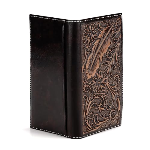 Image of ARIAT Men's Rodeo Wallet - Genuine Leather with Feather Embossed Design, Brown