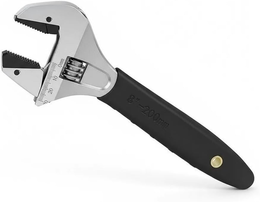 Auto-Lock Self-Tightening Wrench – 8" High Carbon Steel Ratchet Adjustable Wrench, Non-Slip 2-in-1 Tool for Multi-Size Bolts & Pipes, Ideal for Mechanics, Electricians, and Household Use