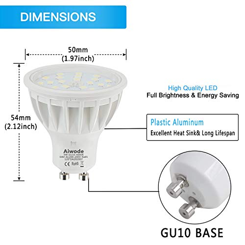 Aiwode-5W-Dimmable-GU10-LED-BulbNatural-White-4000KEquivalent-50W-Halogen-LampRa85-600LM120Beam-Angle-GU10-SpotlightPack-of-6
