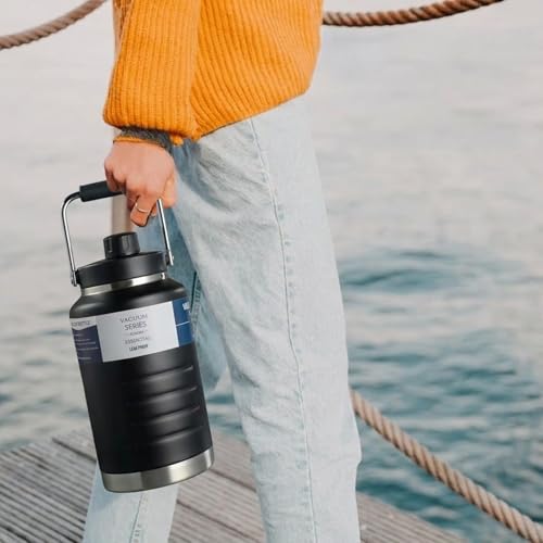 Image of Thermosteel Water Jug Insulated Tumbler with Magnet Lid 2100ml, Water from Bottle for Travel, Home, Office, School, Gym, Hotel and Dhaba 12+ Hours Hot and 18+ Hours Cold (Black)
