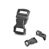 CooBigo 5 Pack Metal Side Release Buckle 1/2 inch Webbing Buckle Paracord Bracelet Clip Clasps for Leather Strap, Dog Collars, Harness, Belt, Backpack, Purse - Gun Black (Inner Dia.13mm)