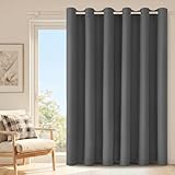 Hiasan Cortina opaca y aislamiento acústico con ojales, 1 pieza, cortina térmica para salón y dormitorio, oficina, cortina opaca, 213 x 203 cm, gris oscuro