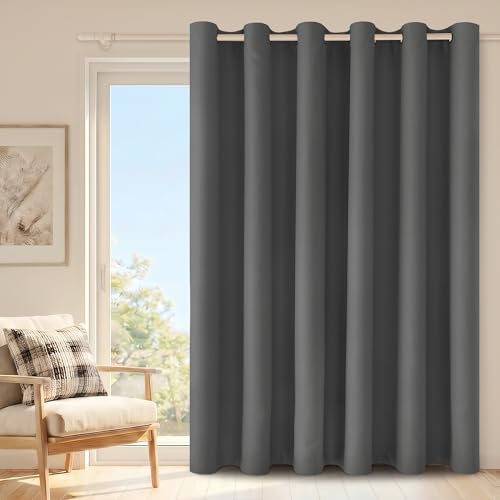Hiasan Rideau Separation de Piece, Rideau Occultant à œillets, Lumineux Bloquer pour Maison Chambre Salon Bureau, 1 Piece, 203 x 213 cm (L x H), Gris Foncé