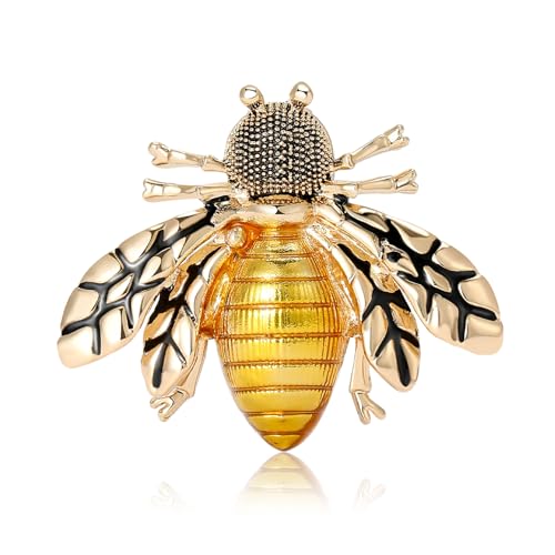 Image of Vintage Crystal Honey Bee Brooches for Women,Sparkly Rhinestone Insect Bee Brooches Charm Faux Pearl Yellow Sun Flower Honeybee Lapel Pins Dress Suit Shirt Prom Party Jewelry