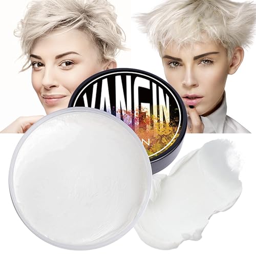Temporäre Weiß Haarfarbe, Styling Haartone für Männer Frauen, Natürliche Frisur Pomade, Haarfärbemittel Wachs für Party, Cosplay & Halloween, Weihnachten, Temporary Hair Dye Cream (100g, White)