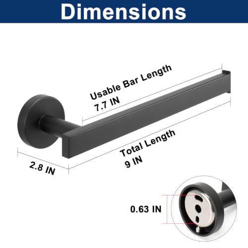 Image of NearMoon Square Hand Towel Holder /Towel Ring, Premium SUS304 Stainless Steel Hand Towel Bar Rustproof Wall Mounted Towel Rack for Bathroom /Kitchen, Contemporary Style Bath Accessory (Matte Black)
