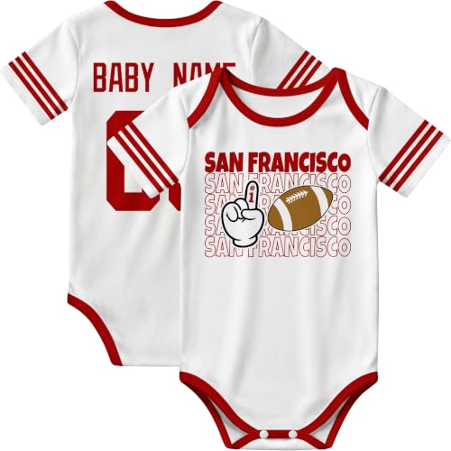 Image of KREDE Baby Clothes Custom Name Bodysuit for Baby Boy Gifts | Short Sleeves Bodysuit with Custom Number Name