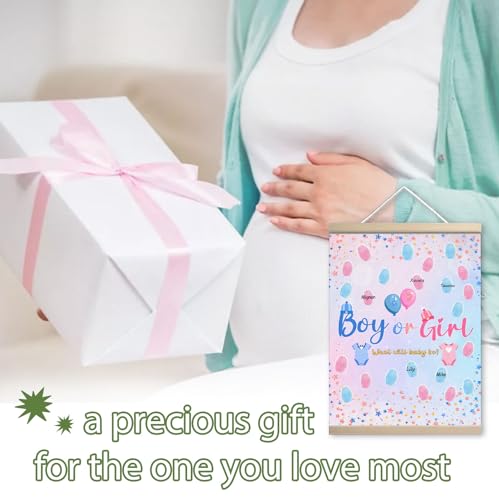 Image of QZCYU Baby Gender Reveal Decorations, Baby Shower Guest Book, Baby Shower Keepsake, Gender Reveal Party Decorations with Pink and Blue Mark