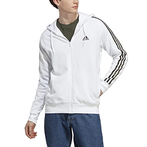 adidas 3 Stripes Zip Hoody Kapuzenjacke (L, White/Olive)
