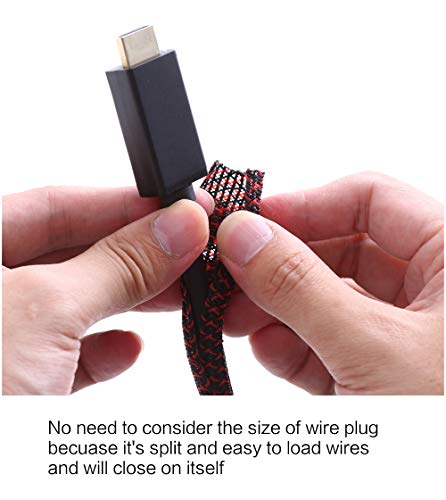 Image of Alex Tech 10ft - 1 /4 inch Cord Protector Wire Loom Tubing Cable Sleeve Split Sleeving For USB Cable Power Cord Audio Video Cable - Protect Cat From Chewing Cords - Blackred