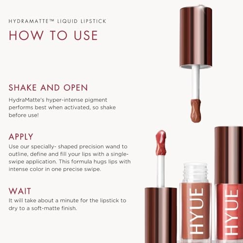 Image of HYUE HydraMatte Liquid Lipstick | Barely Bold Bundle: Mauve-licious, Terracotta-Tease, Spicy Tan | 2.2 ml x 3 | Soft-Matte Long-Wear | With Jojoba, Almond & Gooseberry Extracts | Precision Applicator