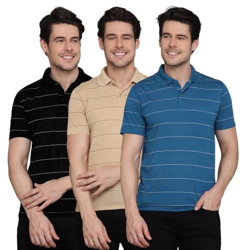Image of INKKR Striped Polo Neck T-Shirt Dora Combo