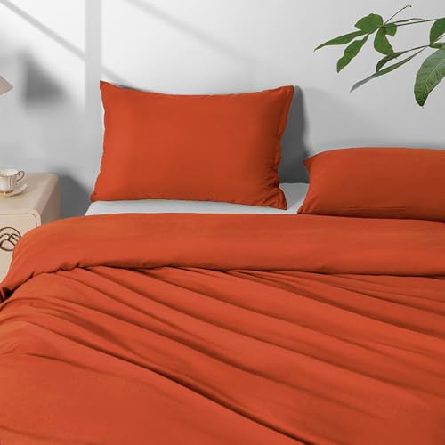 Image of 2 Pack Microfiber Standard Size Zipper Pillowcases,Orange Red Pillow Case Set of 2,Soft Comfortable Not Shrink Pillow Cases Standard,Breathable Luxury Pillow Covers(20x26 Inches)