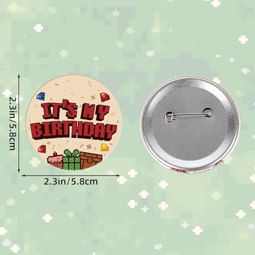 It’s My Birthday Anstecker für Jungen und Mädchen, 5,8cm Spielthema Geburtstag Anstecker mit Diamantaufdruck Outfit-Zubehör für Party- und Feierbedarf
