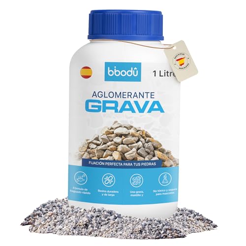 BIBODU Aglomerante De Grava 1L | Resina Fijador Grava | Perfecto Para Grava, Piedras y Mantillo | Uso en Senderos, Patios y Jardines Exteriores | Fórmula Mejorada