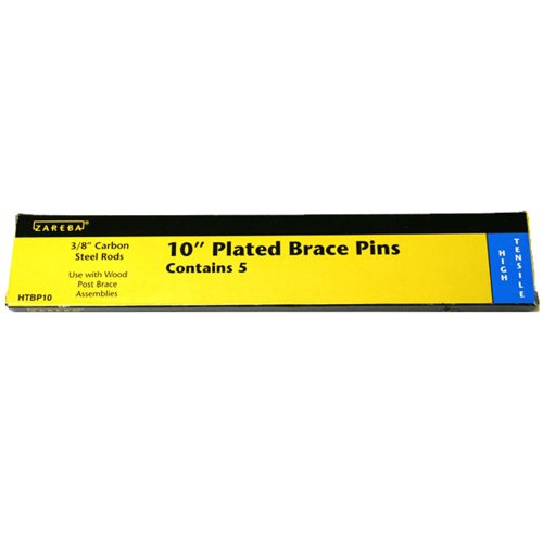 Zareba 10 Inch Galvanized Brace Pin for Electric Fence - Durable Galvanized Steel Construction - 5 Pack - HTBP10