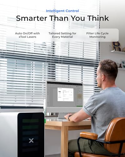 xTool SafetyPro AP2 Smoke Purifier for Laser Engraver, SuperCyclone System 6-Layer Filtration for Dust & Odors, Quiet Operation for Diode Fiber Laser Engraving Machine and CO2 Laser Cutter