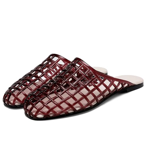 Clear Jelly Shoes for Women Slip on Mesh Slides Sandals Comfortable Closed Toe Flats Sandals Jelly Summer Beach Sandals.4