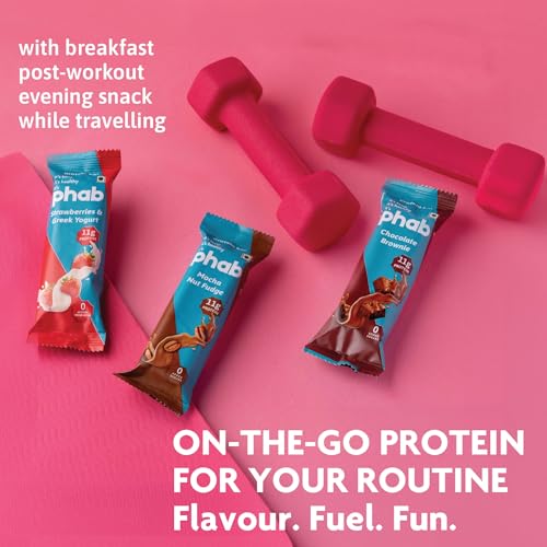 Image of Phab Assorted Protein Bars (Chocolate, Mocha, Strawberry) 11g Protein, No Added Sugar | High Fibre, Trans Fat-Free & No Preservatives | Healthy & Tasty | GMO Free (Pack of 6 x 35g)