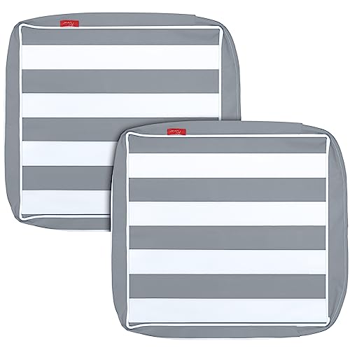 Pcinfuns Outdoor Cushion Covers 24x22x4 Inch,Patio Cushion Covers Replacement,Water Resistant Chair Pads Cover,2 Pack,Grey Stripes