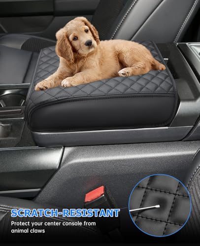 Image of INTGET Center Console Cover for 2026 Ford F150 Accessories 2021 2022 2023 2024 2025, for 2022-2026 F150 Lightning Interior Middle Armrest Arm Rest Cushion Protector(Only fit for Work Surface Console)