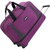 45/70/100L Bolsa de viaje con ruedas blanda Maleta Trolley Equipaje Impermeable Plegable Duffle Sport Expandible Con asa telescópica Wheeled Travel Luggage Bag Soft Suitcase (Púrpura, Grande 100L)