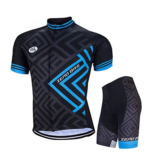 ZEROBIKE Men's Short Sleeve Breathable Cycling Jersey Set 3D Padded Bicycle Shorts Sportswear Suit Quick Dry (Type 4, M)