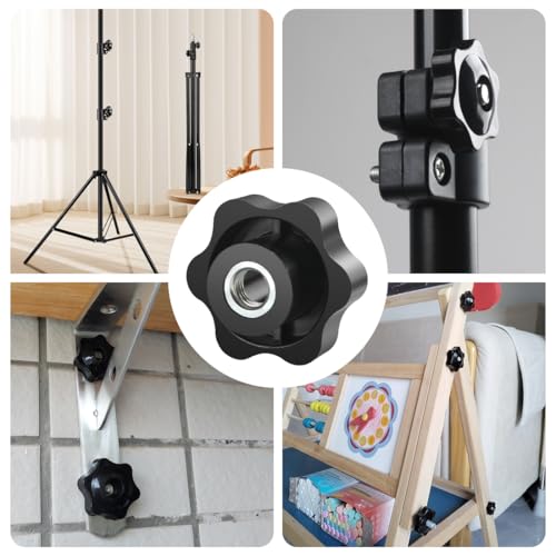 BOUMVID Sterngriffmutter M12 6 Stück, Flügelmutter Äußerer Durchmesser 50mm, Rändelschraube Innengewinde Verzinktes Eisen, Sterngriff für Maschinen und Anlagen, Fitnessgeräte, Werkzeugmaschinen