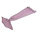 2PCS GDAE10 Children Warm Soft Crochet Handmade Mermaid Tail Blanket Knitting Living Sleeping Bag Camping Bag for Girls Kids (Lavender)